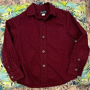 Toddler Boys long sleeve Button down shirt size 4t in burgundy color